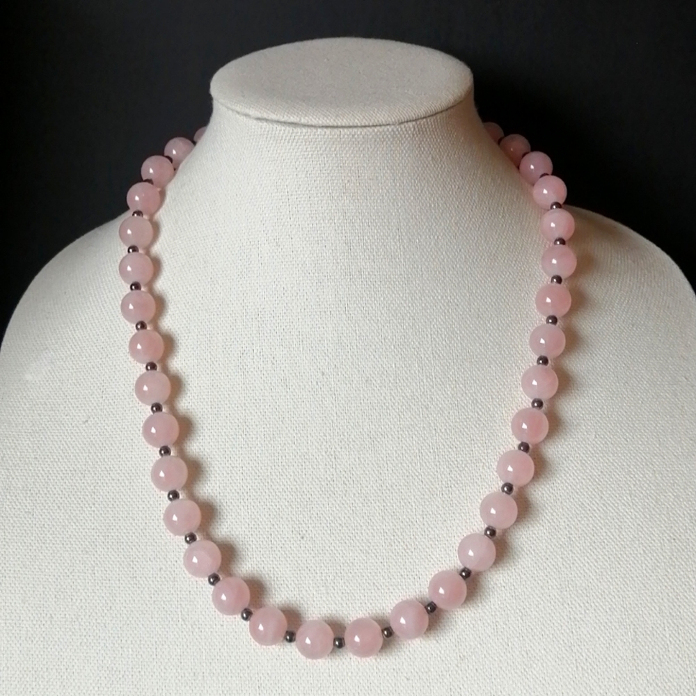 Vintage Milor Italy Long Pink Quartz 925 Sterling Silver Spacer Magnetic Clasp